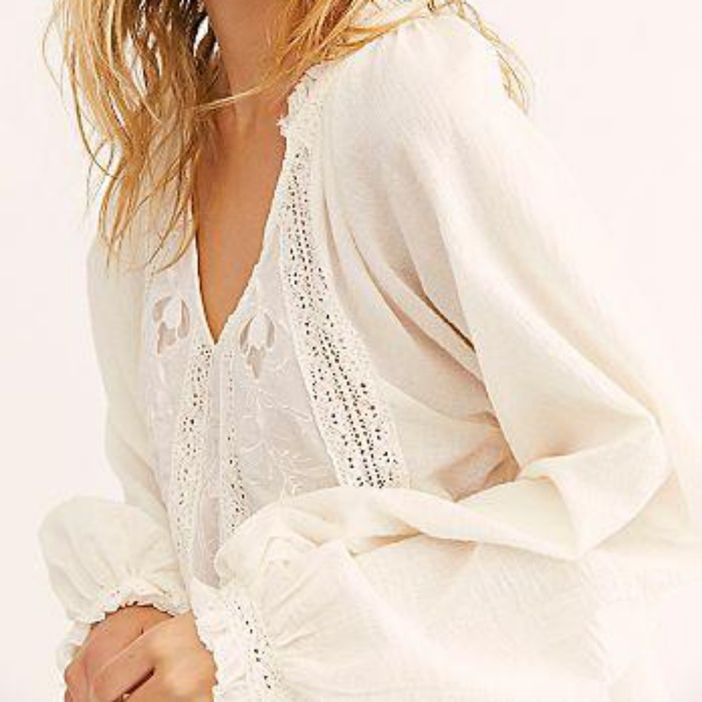 NWT Free People Sivan Embroidered Blouse - Picture 2 of 7
